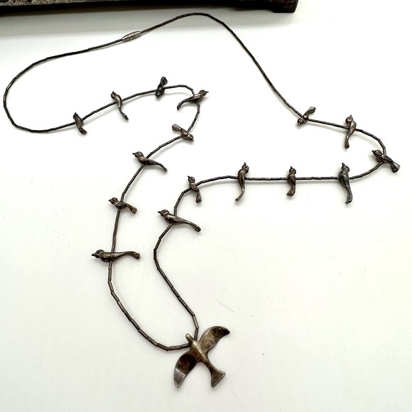 Vintage sterling silver bird fetish necklace - Picture 12 of 14